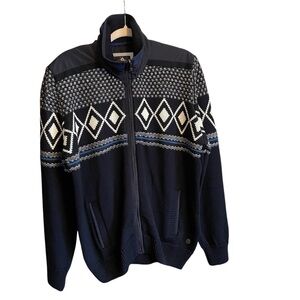 Impulso Made in Italy-50% Wool-Zip up Cardigan-Diamond Design- Size XXL-EU/XL US